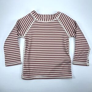 Rylee + Cru Striped Rash Guard Swim Shirt 12-18 Months Toddler Baby Brown/Cream